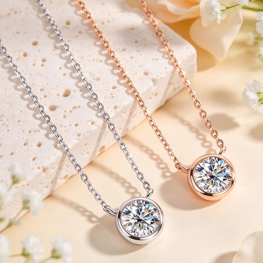 LinkerLove 1ct Moissanite kett - Bezels Set Pendant recensie en prijs