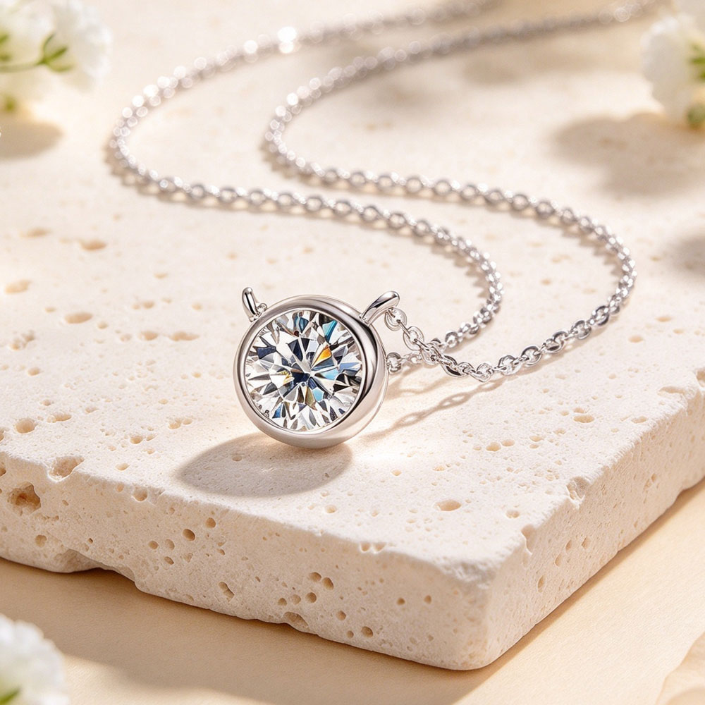 LinkerLove 1ct Moissanite kett - Bezels Set Pendant recensie en prijs